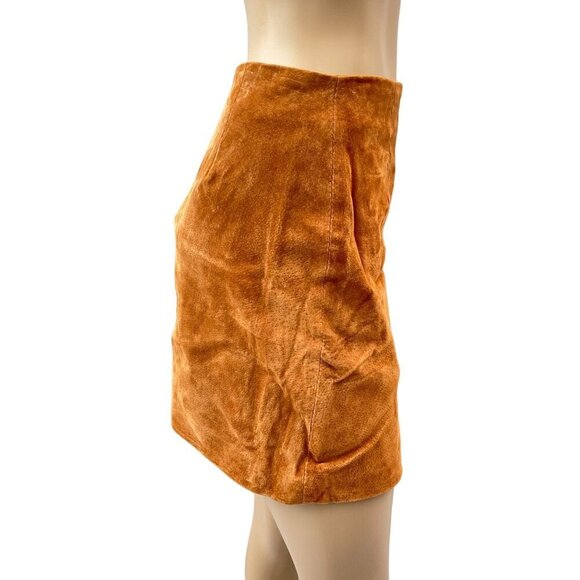 BlankNYC Suede Leather Mini Skirt Double Buckle Detail Back Zipper Women 26 - Picture 13 of 16
